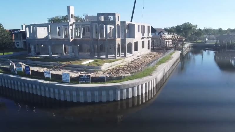 Seawall Waterfront Home Lot Aerial Crystal River Florida